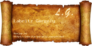Labritz Gergely névjegykártya